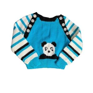 Vintage Handknit Panda Bear Sweater